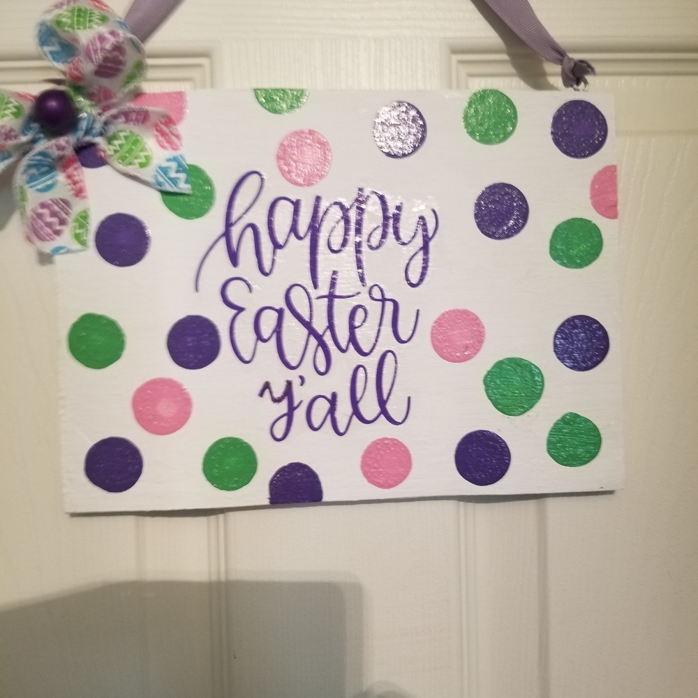 Happy Easter ya'll wooden sign.